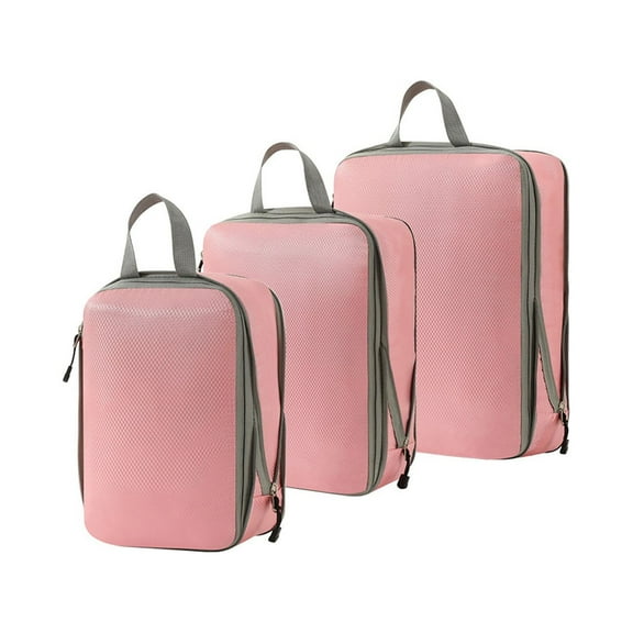 LSLJS 3 Pcs Compression Packing Cubes for Travel, Luggage Organizer Bags for Travel Accessories Lightweight Expandable Packing Cubes Travel Bags with Reinforced Handle for Carry on Suitcase