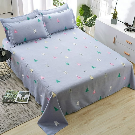 LSLJS 3 Pcs Cotton Bed Sheet Set, Queen Size Geometric Pattern Microfiber Bed Sheet with 2 Pillow Covers, Soft Breathable Double Brushed Bed Sheets Deep Pocket Non Pilling Bedding Sheet for All Season