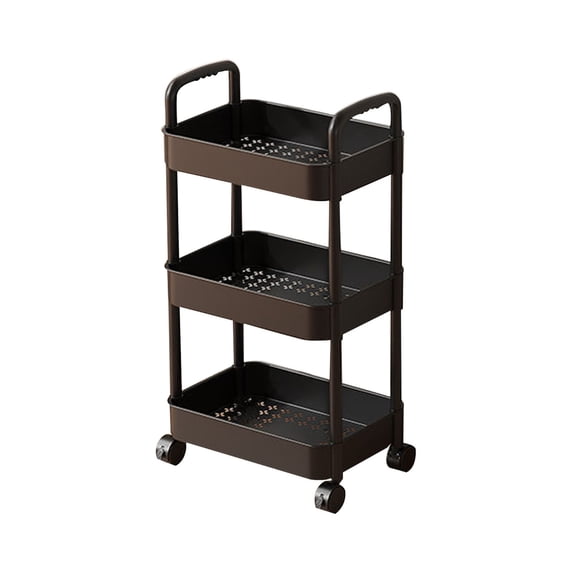 LSLJS 3 Tier Rolling Cart with Drawer, Multifunctional Storage Organizer with Plastic Shelf & Metal Wheels, 3 Tier Utility Cart, Cart Organizer for Kitchen Bathroom Living Room Office