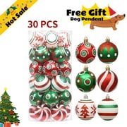 LSLJS 30Pcs Christmas Tree Hanging Ornaments, Christmas Decorations for Xmas Tree, 2.36 inch Glitter Red and Green Shatterproof Christmas Tree Hanging Baubles, Christmas Pendant for Party Wedding