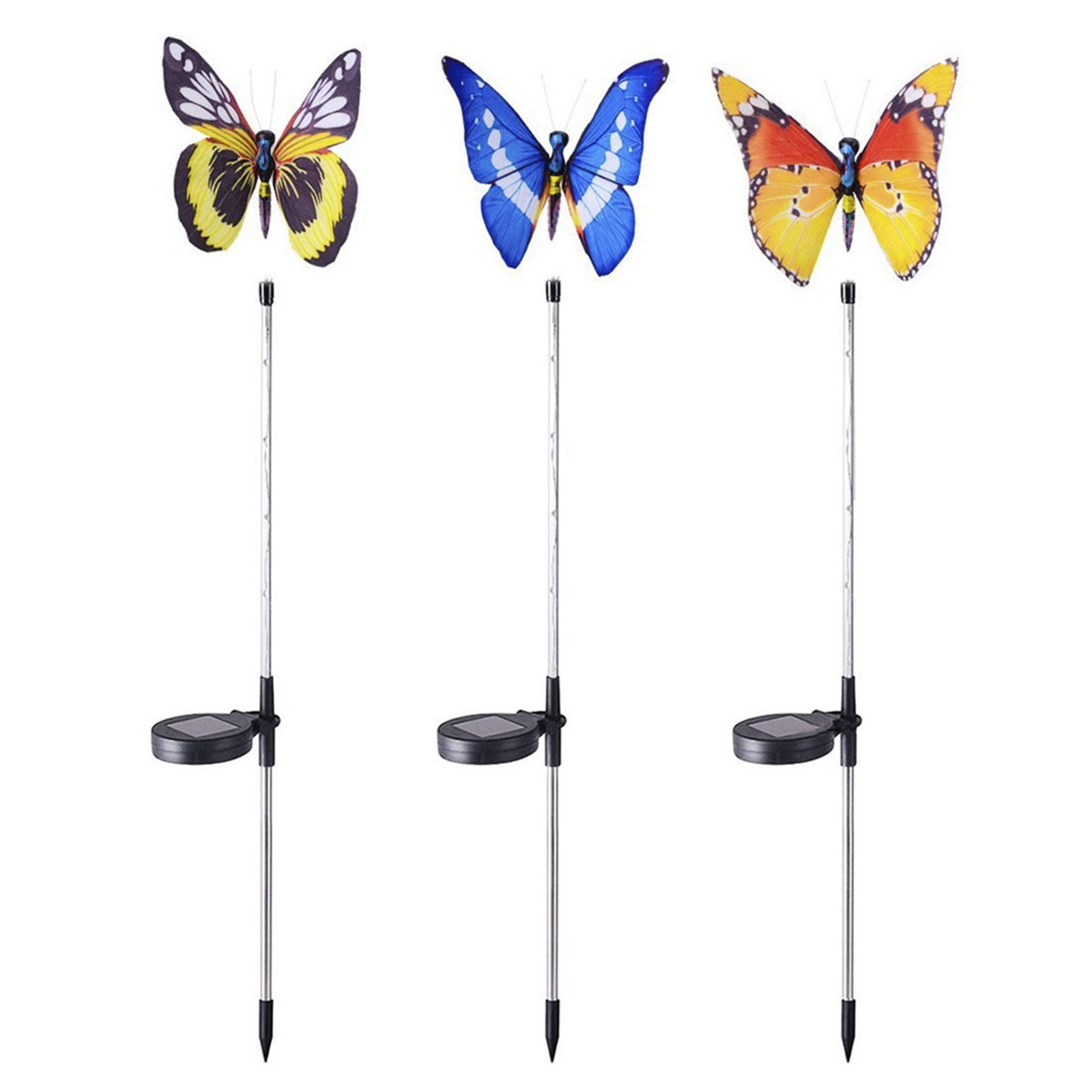 LSLJS 3Pcs Solar Lights Outdoor, Artificial Butterfly Lights 30" Faux Butterflies with Colorful LED Lights Solar Powered Waterproof Garden Lights with Stake Inserted Decor Lamps for Courtyard