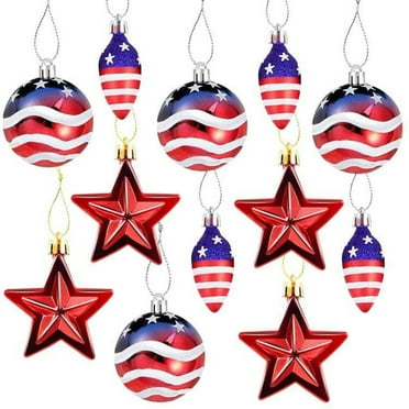 LSLJS 4th of July Ball Ornaments, Multicolor, 12 Count
