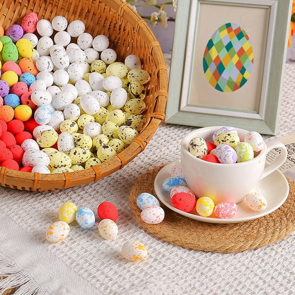 LSLJS 50 Pcs Plastic Easter Eggs, Easter Decorations Mini Colorful Foam Eggs Bulk Artificial Bird Eggs for Easter Basket Stuffers, Speckled Eggs Decor Craft for Easter Eggs Hunt Party Favor Supplies