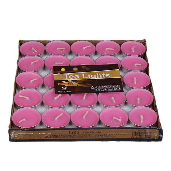 LSLJS 50 Pcs Scented Candles Set, Valentines Decorations Small Circle Shape Beeswax Candles Smokeless Eco-friendly Floating Tea Lights Romantic Candlelight Dinner Scene Layout for Wedding Party