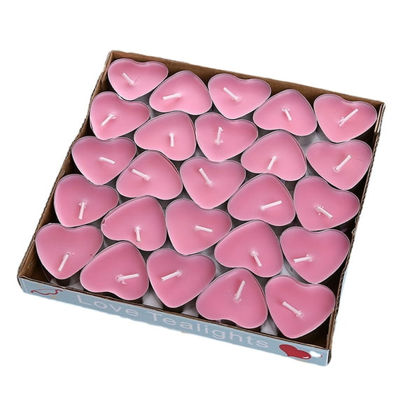 LSLJS 50 Pcs Scented Candles Set, Valentines Decorations Small Heart Shape Beeswax Candles Smokeless Eco-friendly Floating Tea Lights Romantic Candlelight Dinner Scene Layout for Wedding Party