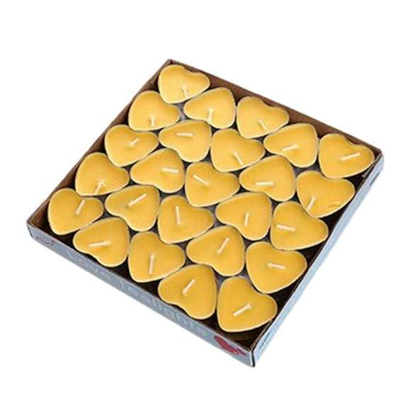 LSLJS 50 Pcs Scented Candles Set, Valentines Decorations Small Heart Shape Beeswax Candles Smokeless Eco-friendly Floating Tea Lights Romantic Candlelight Dinner Scene Layout for Wedding Party