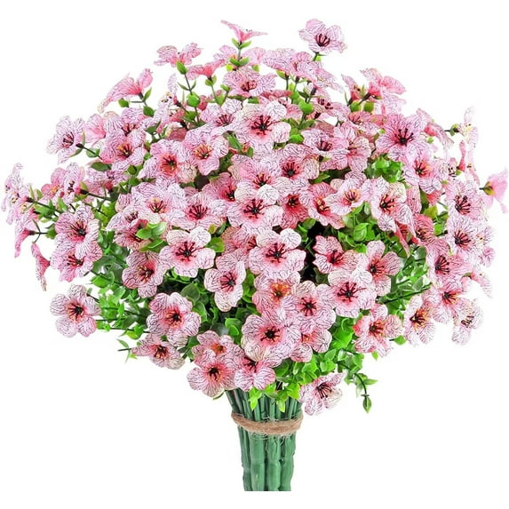 LSLJS 8 Bundles Artificial Flowers for Outdoor,Plastic Flowers Decoration, Realistic Flowers with Long Stems No Fade Faux Flowers Shrubs DIY Floral Picks for Centerpiece Farmhouse Wedding Party
