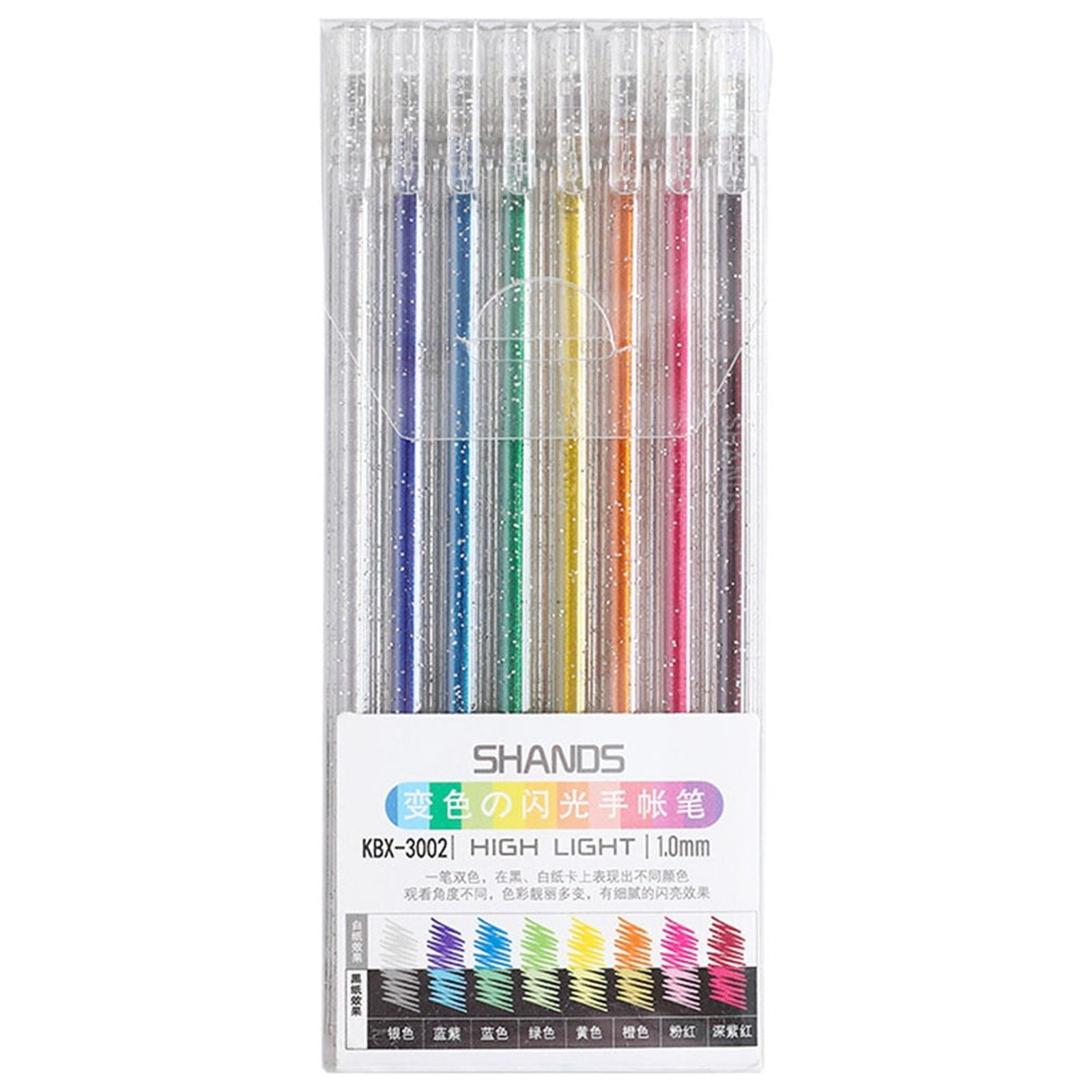 LSLJS 8 Color Glitter Gel Pens, 0.5mm Fine Point Highlighter Pen Smooth