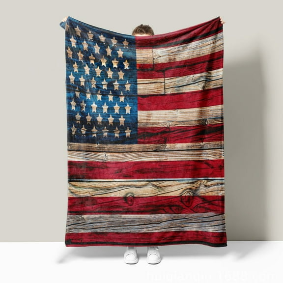 LSLJS American Flag Blanket Super Soft Warm Fuzzy Cozy Anti-Static Throw Blanket USA Flag Themed Comfort for Sofa Room Home All-Season Use Gift Women Men, Blanket 28x40"