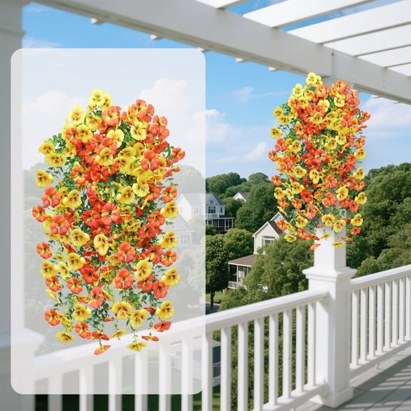 LSLJS Artificial Hanging Flowers Fake Hanging Plants Violets Vines UV Resistant for Wall Home Room Garden Wedding Indoor Outdoor Spring Summer Fall Decoration, Artificial Flowers