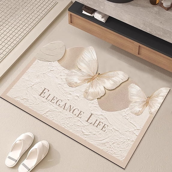 LSLJS Bathroom Rugs & Butterflies - Rug & Absorbent - Bath Mat & Quicks Drying Washable for Shower Room Bathtub Kitchen Bathroom 24x17"