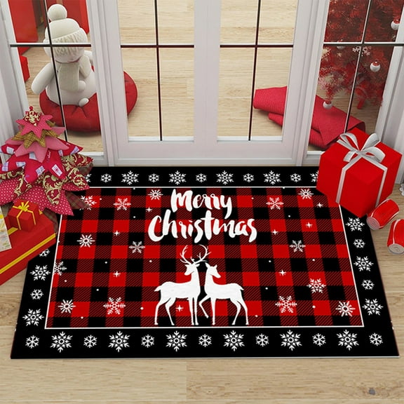 LSLJS Bathroom Rugs - Christmas Decorations Crystal Velvet Absorbent Bath Mat Soft Rug Non Slip for Bathroom Sink Tub Shower Outside, Red 24x16"