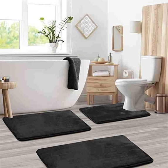 LSLJS Bathroom Rugs & Sets 3 Piece - Bathroom Rug & Absorbent - Bath Mat & Soft Non Slip Quick Dry Bath Mats for Bathroom