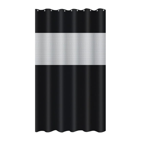 LSLJS Black Shower Curtain Set For Bathroom with 12 Hooks 71x71" Modern Style with Translucent See Through Top Window Waterproof Winter In Bath Hotel Quality For Bathtubs Spa