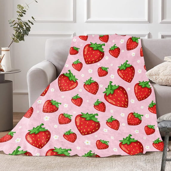 LSLJS Blanket & Soft Cute Strawberry - Throw Blanket & Warm - Blankets & Thicken for Couch Sofa Nap Bed Living Room Home 29.5x39" All Seasons