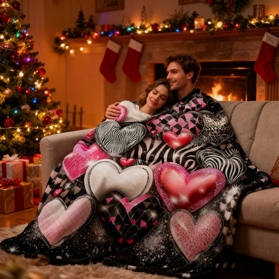 LSLJS Blanket - Valentines Day Warm & Soft Plush Velvet Throw Blanket Valentines Day Gifts Thicken & Comfy for Couple Home Bed Sofa Chair, 39x28"
