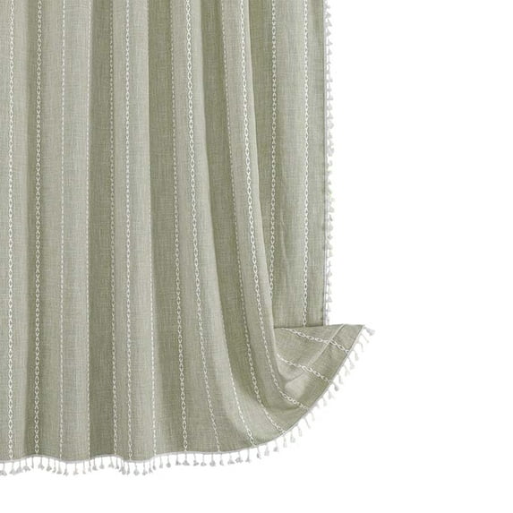 LSLJS Bohemian Farmside Shower Curtain,35*71" Linen Rustic Heavy Duty Striped Fabric Shower Curtain Set with Tassel, Water Repellent, Bohemian Vintage Countries Cloth Shower Curtain for Bathroom