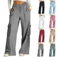 thumbnail image 1 of LSLJS Cargo Pants Women Wide Leg Drawstring Waisted Outdoor Joggers Casual Solid Color Athletic Work Pants with Muilt Pockets, S-2XL, 1 of 4