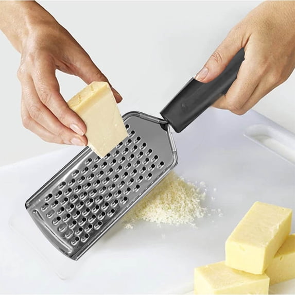 LSLJS Cheese Grater Stainless Steel Handheld, Cheese Shredder Metal Durable Rust-Proof Lemon Zester Grater for Cheese Chocolate Spices Tools, Soft Grip Black, Kitchen Gadgets