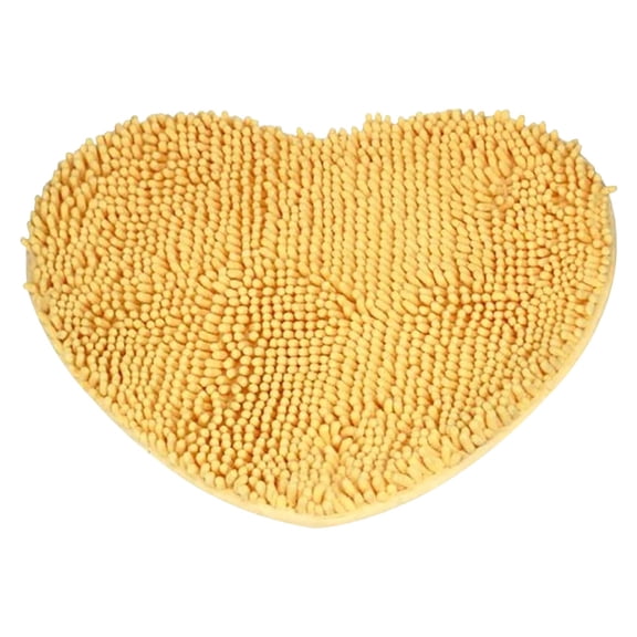 LSLJS Chenille Heart Shaped Bathroom Rugs, Valentine Decorations 27.6"X23.6" Long Plush Yellow Heart Door Mats Non-Slip Water Absorbent Love Chenille Rugs Soft Decorative Floor Carpet