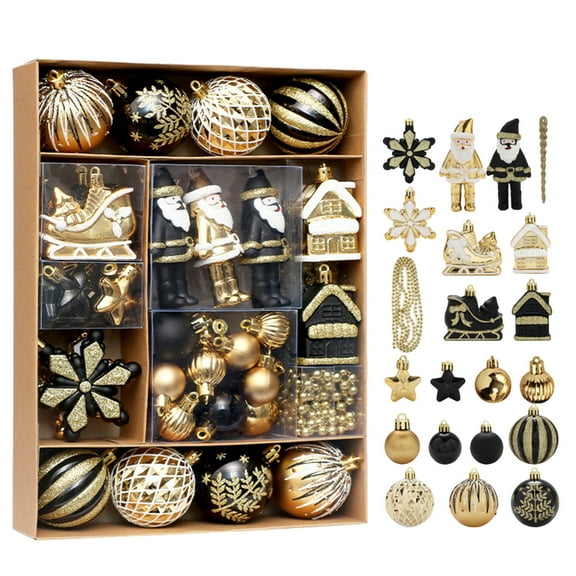 LSLJS Christmas Tree Hanging Ball Ornaments, Christmas Decorations 50 Hanging Ornaments Christmas Tree Ornaments Pendant Plastic Ball Five-pointed Star Painted Set Ball Christmas Ball Decoration