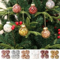 LSLJS Christmas Balls Transparent Raffia Ball Ornament Glitter 4Pcs Set Unique Christmas BallReusable Shatterproof Hanging Christmas Tree Balls for Xmas Birthday Home Party Christmas Decorations