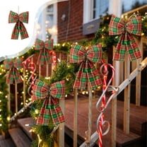 LSLJS Christmas Bows Plaid Ribbon Rustic Crafts Christmas Tree Bows for Garland Wreath Wrapping Xmas Tree Gift Party DIY, Christmas Decorations