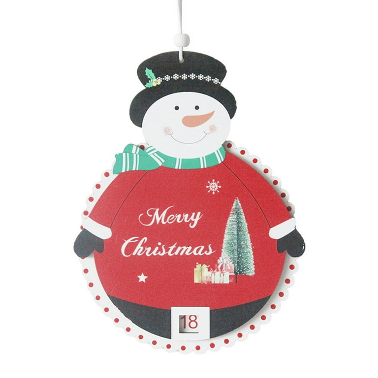 Christmas Wooden Advent Calendar With 24 Hanging Ornaments