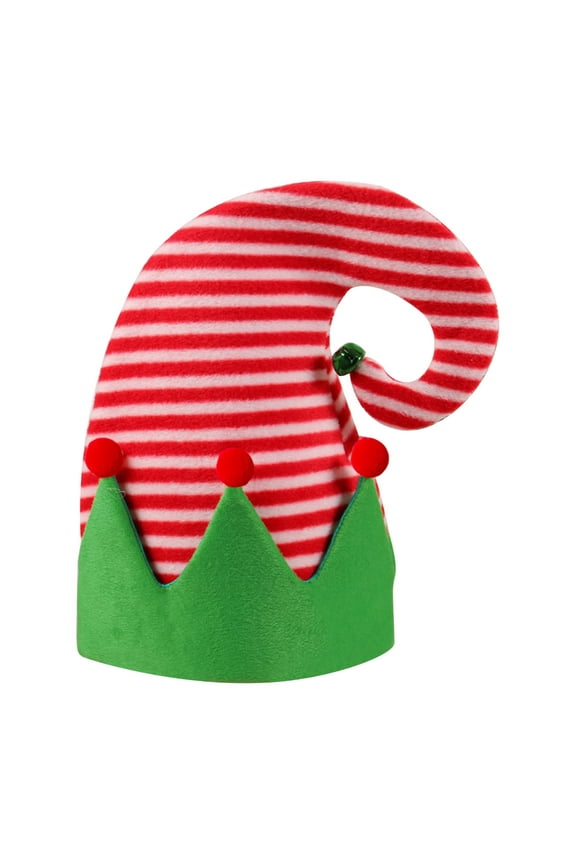 Christmas Elf Hat, Christmas Decorations Hat with Bell, Red and Green Striped Patchwork Hat, Funny Christmas Tree Decorations for Kids Tree Party Show