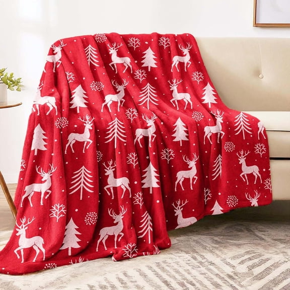 LSLJS Christmas Flannel Blanket, Christmas Decorations, 39.4x51.2 inch Christmas Tree Snowflake Santa Pattern Throw Blanket, Soft Warm Xmas Sofa Nap Fleece Blanket Christmas Gifts for Bed Couch Kids