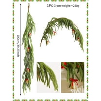 LSLJS Christmas Garland 3Ft Artificial Norfolk Plants Flowers Green Garland for Xmas Table Mantle Wall Fireplace DIY Indoor Outdoor, Holiday Christmas Decorations