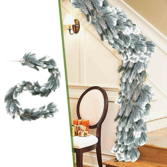 LSLJS Christmas Garland 5.9Ft Artificial Soft Norfolk Plants Flowers Green Garland for Xmas Table Mantle Wall Fireplace DIY Indoor Outdoor, Holiday Christmas Decorations