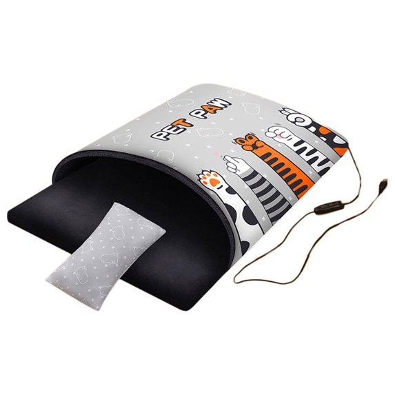 LSLJS Christmas Heated Cattery Pet Sleeping Bag, USB Electric Semi-Closed Pet Blanket with 3 Gear Temperature Control and Timer Soft Plush Inner Winter Thermal Warm Pet Bed Washable Kennel for Pet