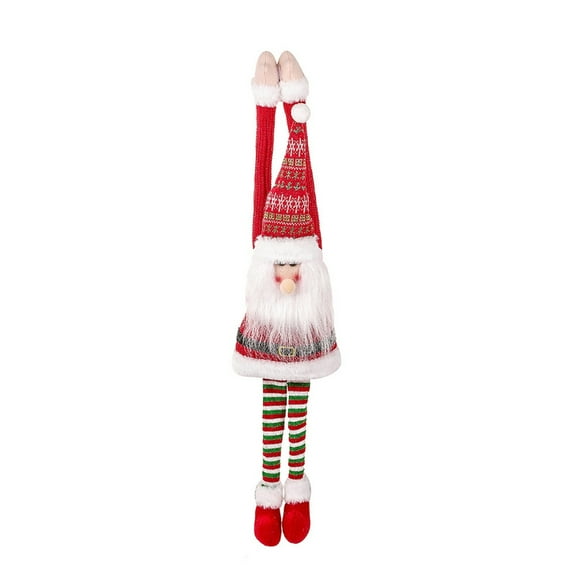 LSLJS Christmas Knitted Doll Hanging Ornaments, 25.1 inch Long Hand Knitted Santa Claus Doll with Stick, Xmas Theme Plush Door Ring Christmas Tree Hanging Baubles Christmas Decorations for Door Party