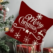 LSLJS Christmas Pillow Covers 18x18" Set of 4 Red White Christmas Pillow Covers Christmas Pillow Cases for Sofa Couch Christmas Decorations Throw Pillow Covers