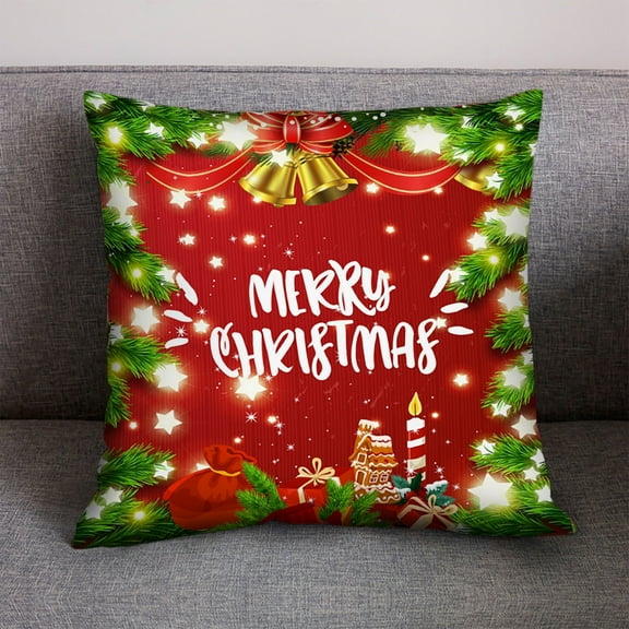 LSLJS Christmas Pillow Covers 18x18" Set of Multiple Patterns Merry Christmas Pillow Covers Christmas Pillow Cases for Sofa Couch Christmas Decorations Throw Pillow Covers