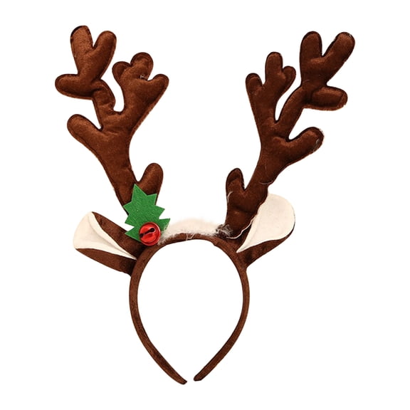 LSLJS Christmas Reindeer Headband for Women/Men, 16 inch Fabric Reindeer Horn and Ear Design Plush Headbands Deer Head Costume Accessories Christmas Decorations Photo Booth Props for Holiday Party