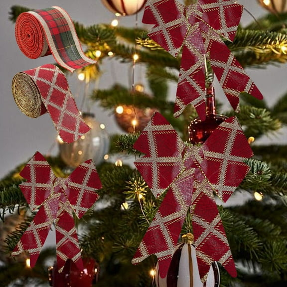 LSLJS Christmas Ribbon Red Glitter 79x2.5" for Gift Wrapping Bows Christmas Tree Ribbon Garland Wrap Around Ribbon for Xmas Trees Gifts Crafts Present Wired Ribbon with Metallic Edge Waterproof Ribbon