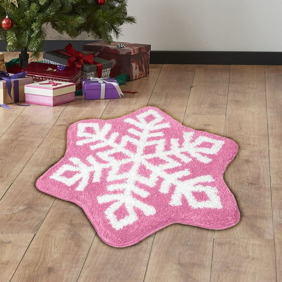 LSLJS Christmas Rug Multiple Color Snow Shaped Non-Shedding Low Pile Mat Christmas Rugs Living, Bedroom, Children's Room Decor Super Strong Christmas Decorations 16x16" Area Rug, Rug Washable