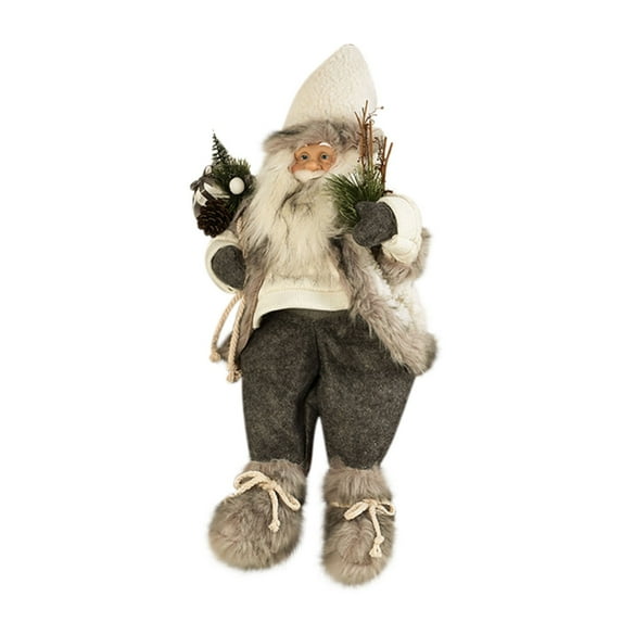 LSLJS Christmas Santa Claus Doll Ornaments, Christmas Decorations, 26.4 inch White and Gray Cute Santa Claus Figure Plush Doll, Realistic Santa Soft Toys Desktop Xmas Holiday Baubles Christmas Gifts