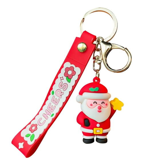 LSLJS Christmas Santa Keychain - Cute 3D Santa Claus Snowman Stocking Hanging Ornaments with Keyring Purses Wallets Backpack Car Rearview Mirror Pendants Christmas Decorations for Party