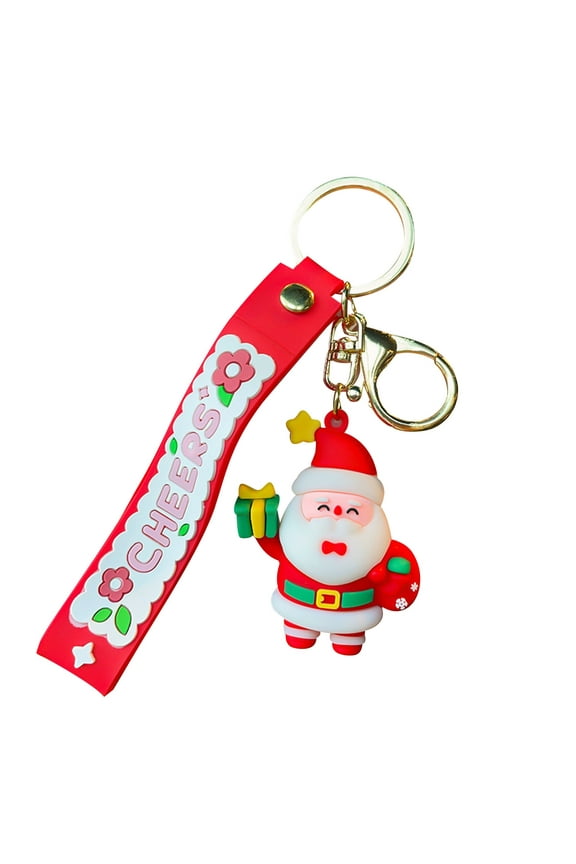 Christmas Santa Keychain - Cute 3D Santa Claus Snowman Stocking Hanging Ornaments with Keyring Purses Wallets Backpack Car Rearview Mirror Pendants Christmas Decorations for Party