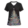 thumbnail image 1 of LSLJS Christmas Scrub Tops Women Plus Size V Neck T Shirts Casual Christmas Tree Printed Work Tops, Gifts for Women, S-5XL, 1 of 5