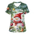 thumbnail image 1 of LSLJS Christmas Scrub Tops Women Plus Size V Neck T Shirts Casual Snowmen Printed Work Tops, Gifts for Women, S-5XL, 1 of 5