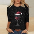 thumbnail image 1 of LSLJS Christmas Shirts for Women Plus Size 3/4 Sleeve Crew Neck Shirt Casual Christmas Hat Red Wine Glass Printed Graphic Tee Tops, Gifts for Women, S-5XL, 1 of 6