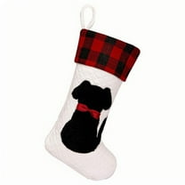 LSLJS Christmas Stockings Check Dog Knitted Personalized Xmas Hanging Stocking Christmas Socks for Holiday Fireplace Party Favors Family Gift Bag, Christmas Decorations