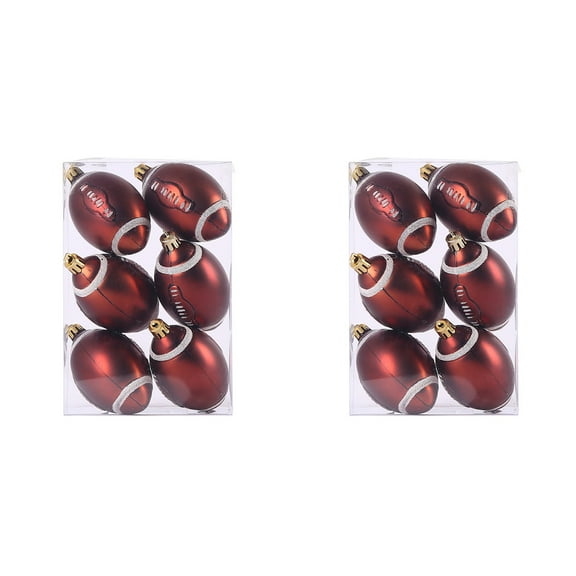 LSLJS Christmas Tree Ball Ornaments - 2.36" Creative American Football Design Xmas Tree Hanging Ball Shatterproof Sparkling Bauble Sphere Xmas Holiday Pendants Christmas Decorations for Party(12 Pcs)