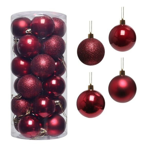 LSLJS Christmas Tree Ball Ornaments, 2.36" Shatterproof Glitter Xmas Tree Hanging Decorations Multi-style Solid Color Baubles Ball Pendants Hanging Bauble Sphere Christmas Decorations(24 Pcs)