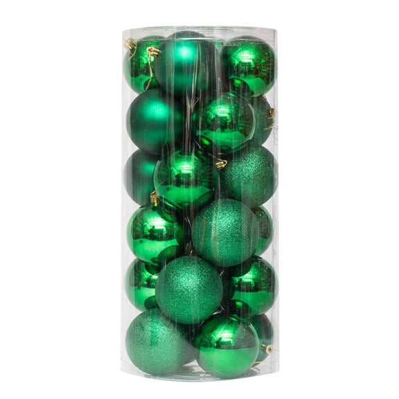 LSLJS Christmas Tree Ball Ornaments, 2.36" Shatterproof Glitter Xmas Tree Hanging Decorations Multi-style Solid Color Baubles Ball Pendants Hanging Bauble Sphere Christmas Decorations(24 Pcs)