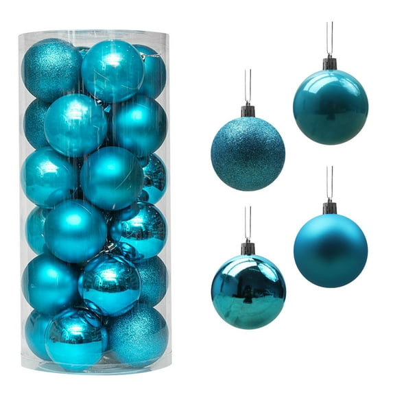 LSLJS Christmas Tree Ball Ornaments, 2.36" Shatterproof Glitter Xmas Tree Hanging Decorations Multi-style Solid Color Baubles Ball Pendants Hanging Bauble Sphere Christmas Decorations(24 Pcs)